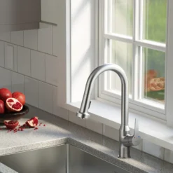 Karran Dockton 1.8 GPM Single Lever Handle Lead-free Brass ADA Kitchen Faucet, Pull-Down Kitchen, Stainless Steel, KKF250SD25SS