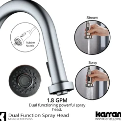 Karran Dockton 1.8 GPM Single Lever Handle Lead-free Brass ADA Kitchen Faucet, Pull-Down Kitchen, Stainless Steel, KKF250SD25SS