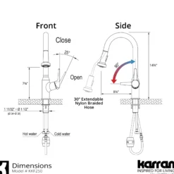 Karran Dockton 1.8 GPM Single Lever Handle Lead-free Brass ADA Kitchen Faucet, Pull-Down Kitchen, Stainless Steel, KKF250SD25SS