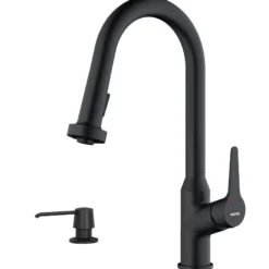 Karran Dockton 1.8 GPM Single Lever Handle Lead-free Brass ADA Kitchen Faucet, Pull-Down Kitchen, Matte Black, KKF250SD25MB