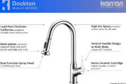 Karran Dockton Single Lever Handle Lead-free Brass ADA Kitchen Faucet, Pull Down, Chrome, KKF250C