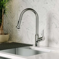 Karran Dockton Single Lever Handle Lead-free Brass ADA Kitchen Faucet, Pull Down, Stainless Steel, KKF250SS