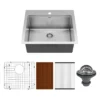 Karran Elite Workstation 25" Drop In/Topmount Stainless Steel Workstation Kitchen Sink with Accessories, 16 Gauge, WST-20-PK1
