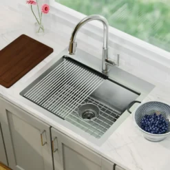 Karran Elite Workstation 25" Drop In/Topmount Stainless Steel Workstation Kitchen Sink with Accessories, 16 Gauge, WST-20-PK1