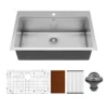 Karran Elite Workstation 33" Drop In/Topmount Stainless Steel Workstation Kitchen Sink with Accessories, 16 Gauge, WST-23-PK1