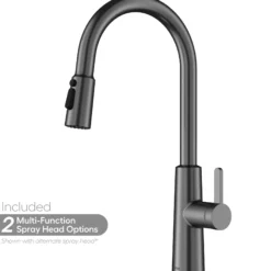 Karran Elmsworth 1.8 GPM Single Lever Lead-free Brass ADA Kitchen Faucet, Pull-Down, Spot-Free Gunmetal Grey, KKF760SFGG