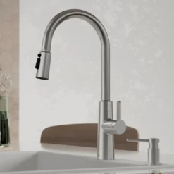 Karran Elmsworth 1.8 GPM Single Lever Lead-free Brass ADA Kitchen Faucet, Pull-Down, Spot Free Stainless Steel, KKF760SFSS