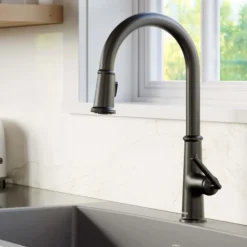 Karran Elwood 1.8 GPM Single Lever Handle Lead-free Brass ADA Kitchen Faucet, Pull-Down Kitchen, Matte Black, KKF330MB