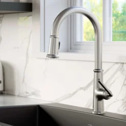Karran Elwood 1.8 GPM Single Lever Handle Lead-free Brass ADA Kitchen Faucet, Pull-Down Kitchen, Stainless Steel, KKF330SS