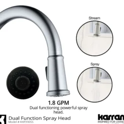 Karran Elwood 1.8 GPM Single Lever Handle Lead-free Brass ADA Kitchen Faucet, Pull-Down Kitchen, Stainless Steel, KKF330SS