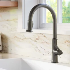 Karran Elwood 1.8 GPM Single Lever Handle Lead-free Brass ADA Kitchen Faucet, Pull-Down Kitchen, Gunmetal Grey, KKF330GG