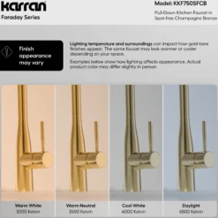 Karran Faraday 1.8 GPM Single Lever Lead-free Brass ADA Kitchen Faucet, Pull-Down, Spot-Free Champagne Bronze, KKF750SFCB