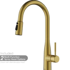 Karran Faraday 1.8 GPM Single Lever Lead-free Brass ADA Kitchen Faucet, Pull-Down, Spot-Free Brushed Gold, KKF750SFBG