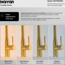 Karran Faraday 1.8 GPM Single Lever Lead-free Brass ADA Kitchen Faucet, Pull-Down, Spot-Free Brushed Gold, KKF750SFBG