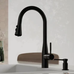 Karran Faraday 1.8 GPM Single Lever Lead-free Brass ADA Kitchen Faucet, Pull-Down, Matte Black, KKF750MB