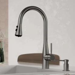 Karran Faraday 1.8 GPM Single Lever Lead-free Brass ADA Kitchen Faucet, Pull-Down, Spot-Free Gunmetal Grey, KKF750SFGG