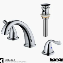 Karran Fulham 1.2 GPM Double Lever Handle Lead-free Brass ADA Bathroom Faucet, Widespread, Chrome, KBF450C
