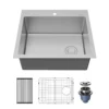 Karran Fusion 25" Drop In/Topmount Stainless Steel ADA Kitchen Sink with Accessories, 16 Gauge, TMSB2531-PK1
