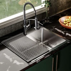 Karran Fusion 25" Drop In/Topmount Stainless Steel ADA Kitchen Sink with Accessories, 16 Gauge, TMSB2531-PK1
