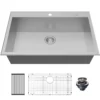 Karran Fusion 33" Drop In/Topmount Stainless Steel ADA Kitchen Sink with Accessories, 18 Gauge, TMSB3320-PK1
