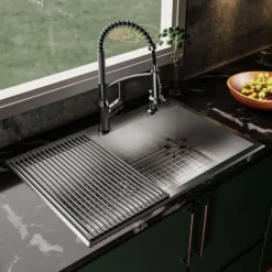 Karran Fusion 33" Drop In/Topmount Stainless Steel ADA Kitchen Sink with Accessories, 18 Gauge, TMSB3320-PK1