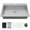 Karran Fusion 33" Drop In/Topmount Stainless Steel Workstation Kitchen Sink with Accessories, 18 Gauge, WSTMSB3323-PK1