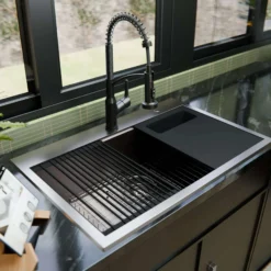 Karran Fusion 33" Drop In/Topmount Stainless Steel Workstation Kitchen Sink with Accessories, 18 Gauge, WSTMSB3323-PK1