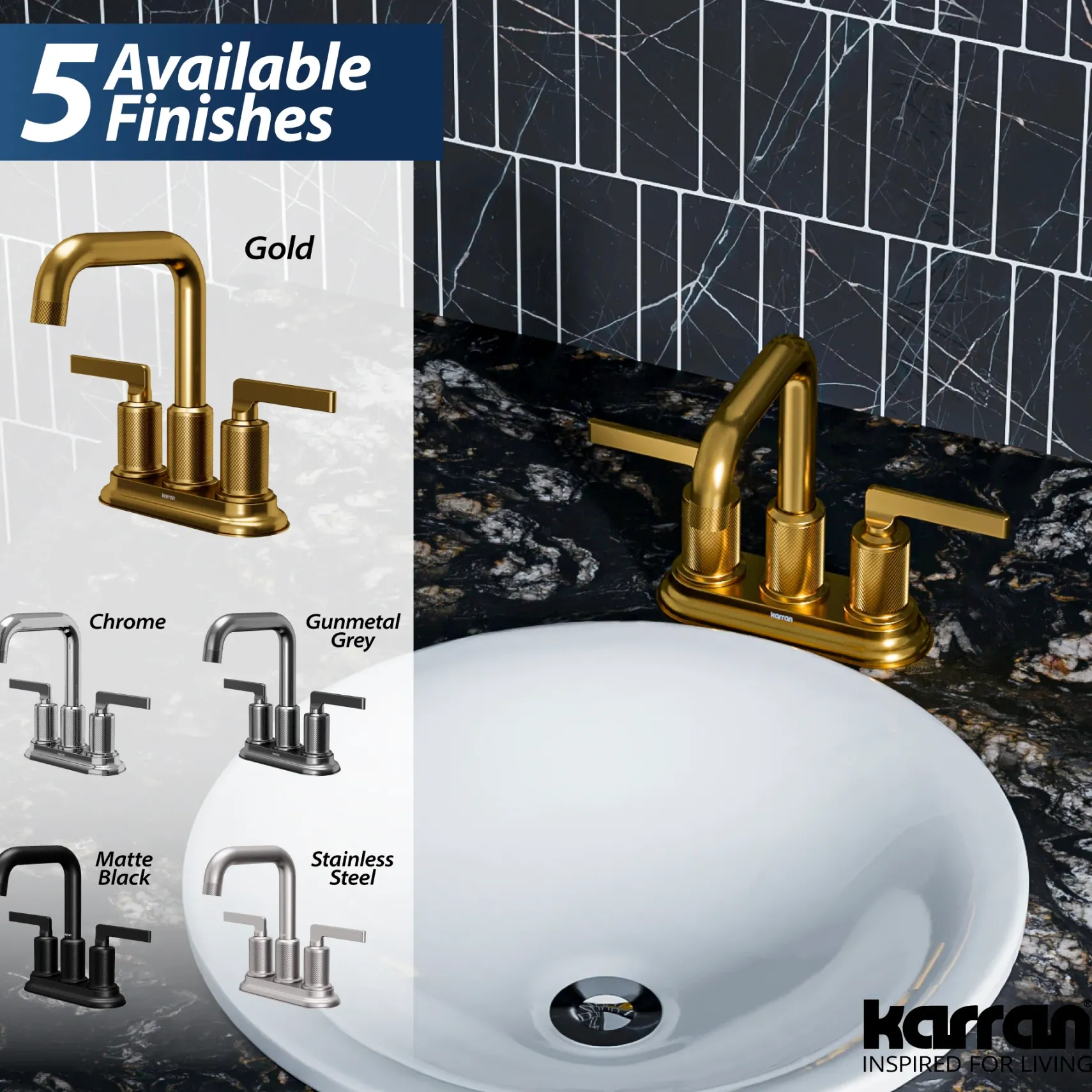Karran Gillingham 1.2 GPM Double Lever Handle Lead-free Brass ADA Bathroom Faucet, Centerset, Gold, KBF536G