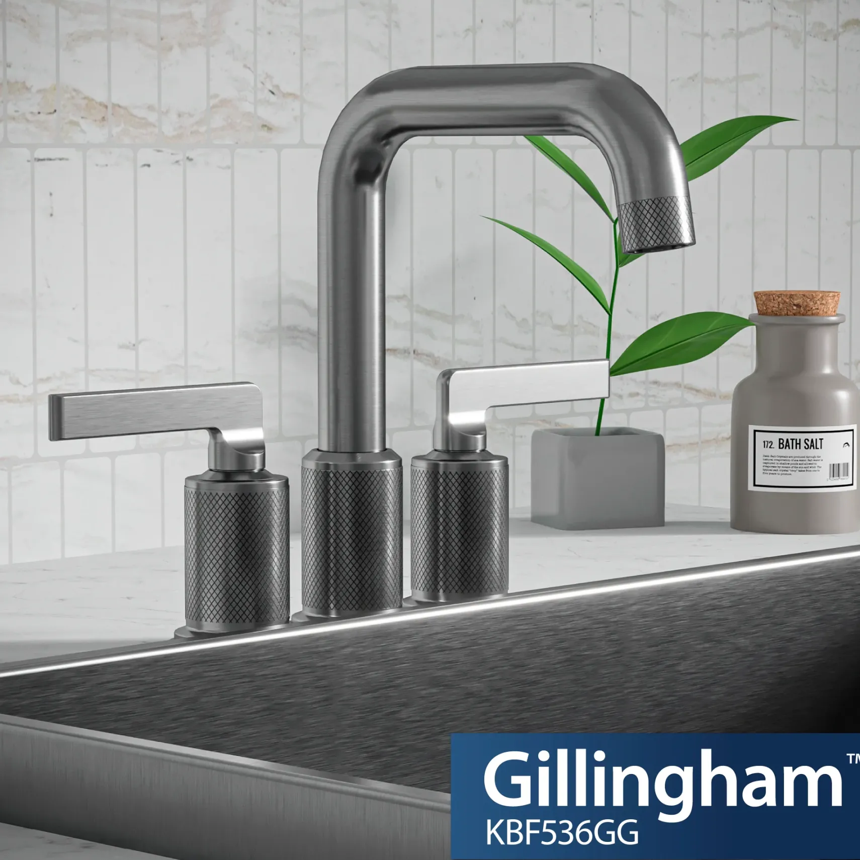 Karran Gillingham 1.2 GPM Double Lever Handle Lead-free Brass ADA Bathroom Faucet, Centerset, Gunmetal Grey, KBF536GG
