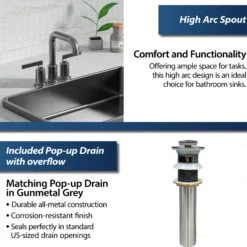 Karran Gillingham 1.2 GPM Double Lever Handle Lead-free Brass ADA Bathroom Faucet, Centerset, Gunmetal Grey, KBF536GG
