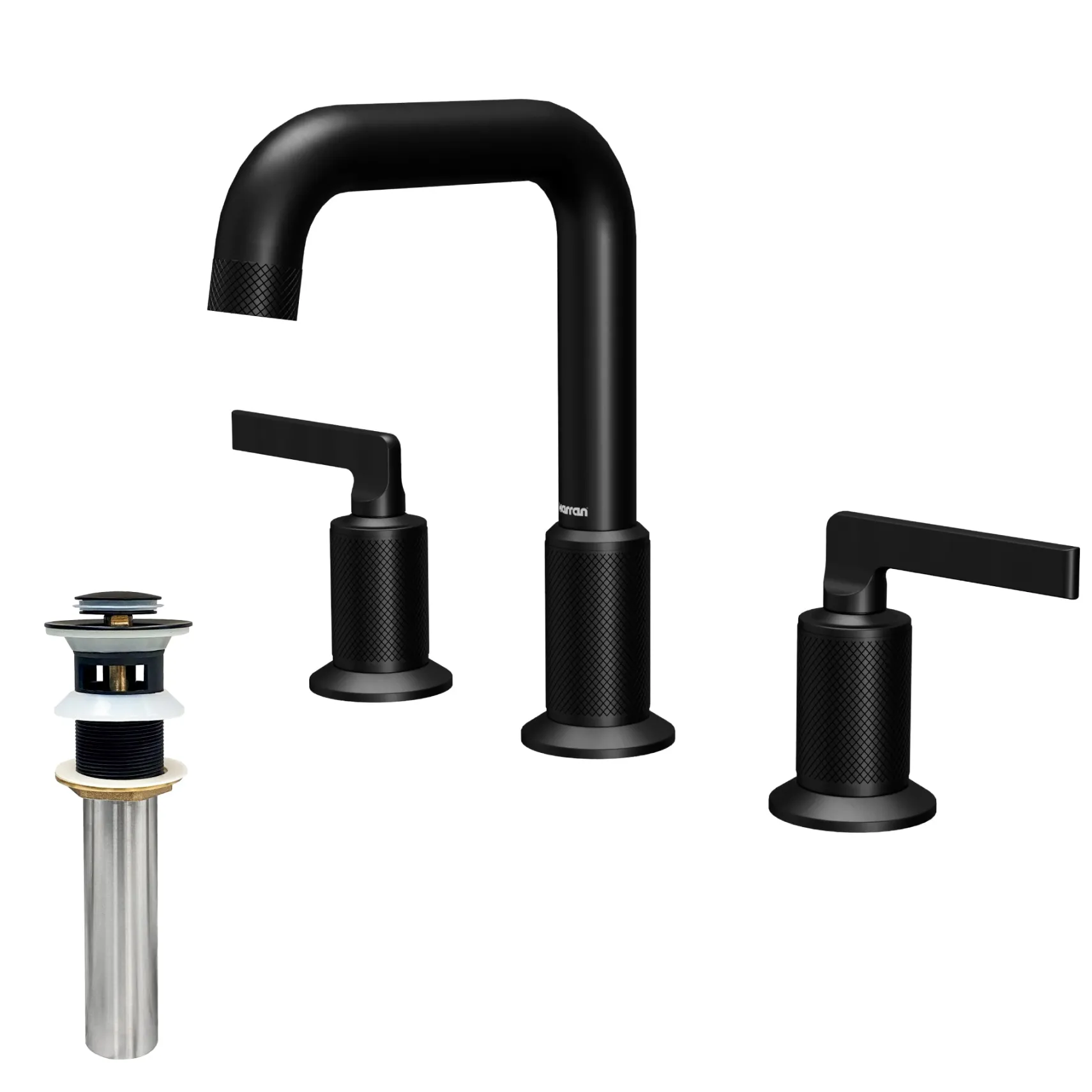 Karran Gillingham 1.2 GPM Double Lever Handle Lead-free Brass ADA Bathroom Faucet, Widespread, Matte Black, KBF534MB