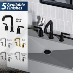Karran Gillingham 1.2 GPM Double Lever Handle Lead-free Brass ADA Bathroom Faucet, Widespread, Matte Black, KBF534MB