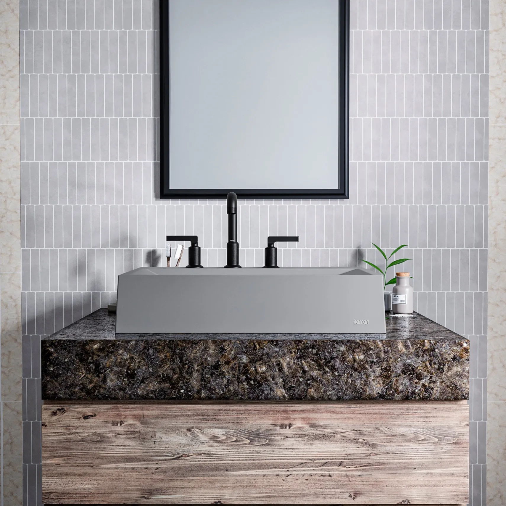 Karran Gillingham 1.2 GPM Double Lever Handle Lead-free Brass ADA Bathroom Faucet, Widespread, Matte Black, KBF534MB