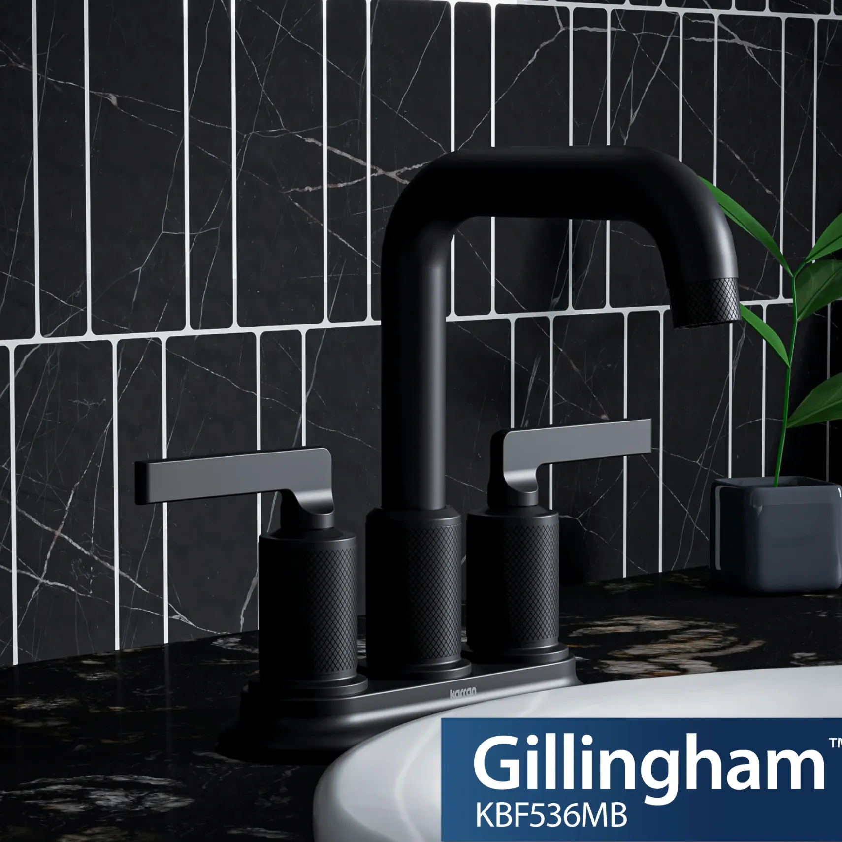 Karran Gillingham 1.2 GPM Double Lever Handle Lead-free Brass ADA Bathroom Faucet, Centerset, Matte Black, KBF536MB