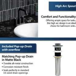Karran Gillingham 1.2 GPM Double Lever Handle Lead-free Brass ADA Bathroom Faucet, Centerset, Matte Black, KBF536MB