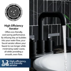 Karran Gillingham 1.2 GPM Double Lever Handle Lead-free Brass ADA Bathroom Faucet, Centerset, Matte Black, KBF536MB