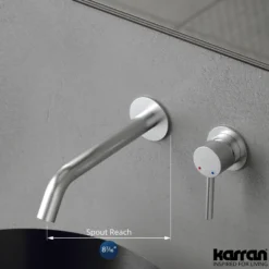 Karran Grantham 1.5 GPM Single Lever Handle Lead-free Brass ADA Bathroom Faucet, Wall Mounted, Stainless Steel, KBF610SS