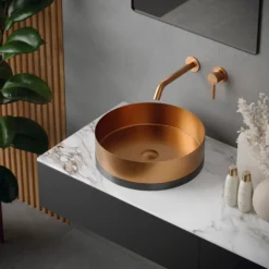 Karran Grantham 1.5 GPM Single Lever Handle Lead-free Brass ADA Bathroom Faucet, Wall Mounted, Brushed Copper, KBF610BC