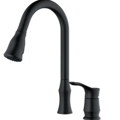Karran Hillwood 1.8 GPM Single Lever Handle Lead-free Brass ADA Kitchen Faucet, Pull-Down Kitchen, Matte Black, KKF260MB