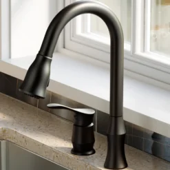 Karran Hillwood 1.8 GPM Single Lever Handle Lead-free Brass ADA Kitchen Faucet, Pull-Down Kitchen, Matte Black, KKF260MB