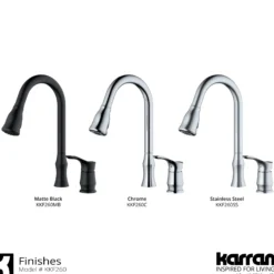 Karran Hillwood 1.8 GPM Single Lever Handle Lead-free Brass ADA Kitchen Faucet, Pull-Down Kitchen, Matte Black, KKF260MB