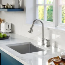 Karran Hillwood 1.8 GPM Single Lever Handle Lead-free Brass ADA Kitchen Faucet, Pull-Down Kitchen, Stainless Steel, KKF260SD25SS
