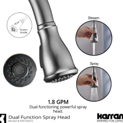 Karran Hillwood 1.8 GPM Single Lever Handle Lead-free Brass ADA Kitchen Faucet, Pull-Down Kitchen, Stainless Steel, KKF260SD25SS