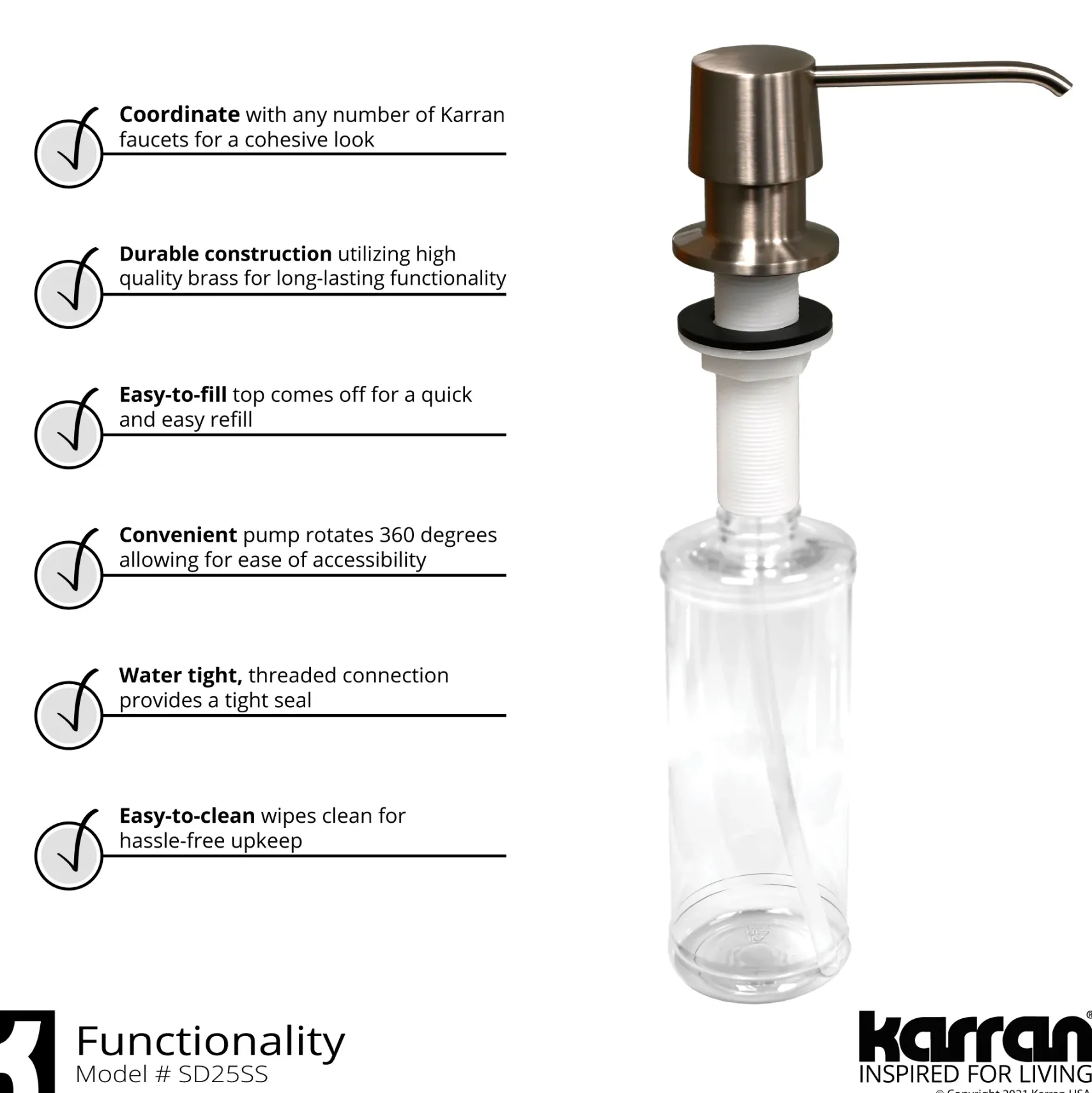 Karran Hillwood 1.8 GPM Single Lever Handle Lead-free Brass ADA Kitchen Faucet, Pull-Down Kitchen, Stainless Steel, KKF260SD25SS