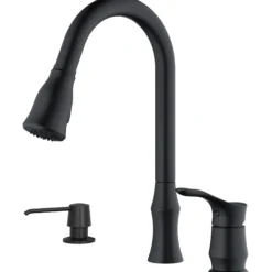 Karran Hillwood 1.8 GPM Single Lever Handle Lead-free Brass ADA Kitchen Faucet, Pull-Down Kitchen, Matte Black, KKF260SD25MB