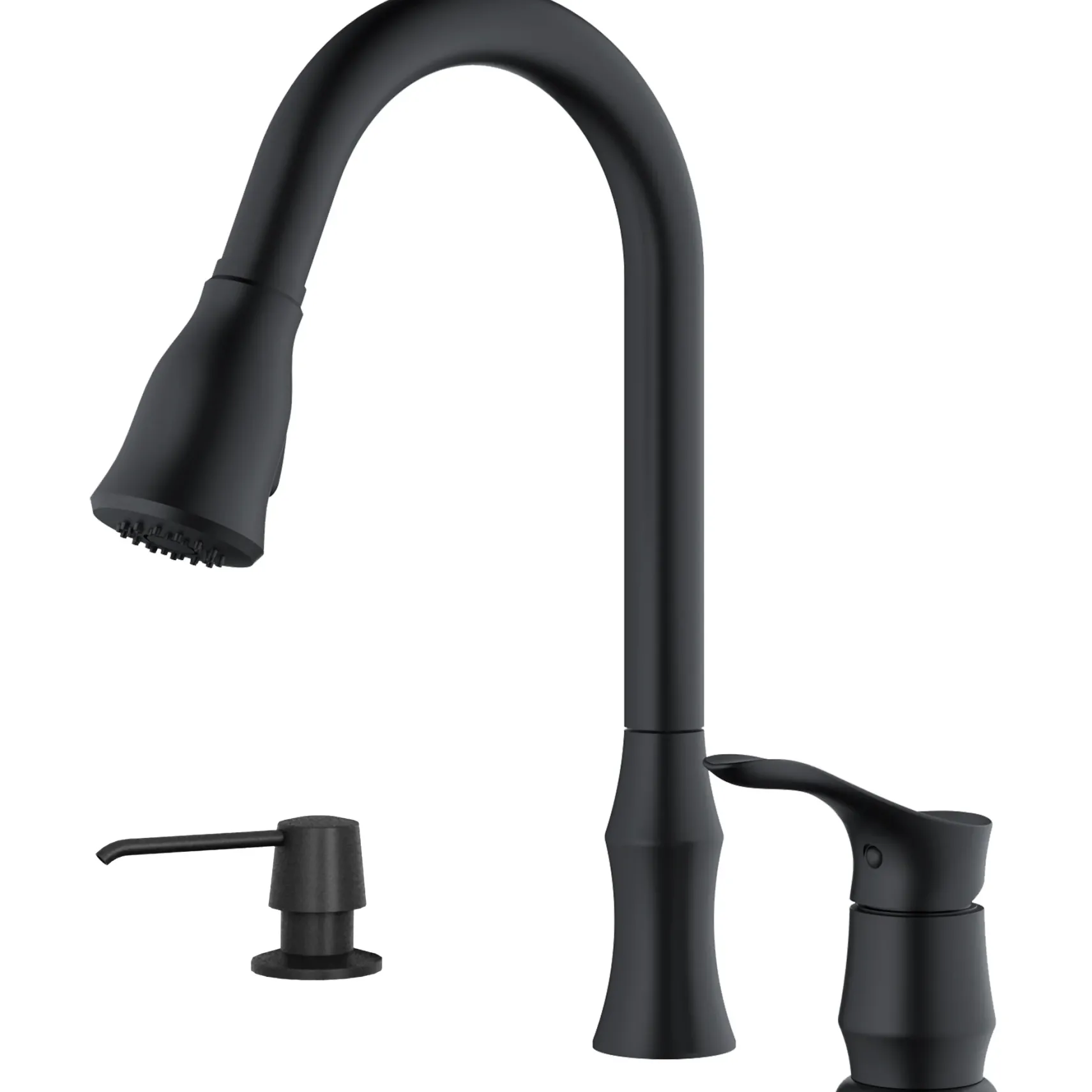 Karran Hillwood 1.8 GPM Single Lever Handle Lead-free Brass ADA Kitchen Faucet, Pull-Down Kitchen, Matte Black, KKF260SD25MB