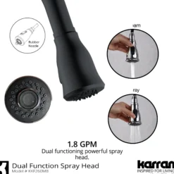 Karran Hillwood 1.8 GPM Single Lever Handle Lead-free Brass ADA Kitchen Faucet, Pull-Down Kitchen, Matte Black, KKF260SD25MB