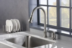 Karran Hillwood Single Lever Handle Lead-free Brass ADA Kitchen Faucet, Pull Down, Stainless Steel, KKF260SS