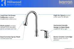 Karran Hillwood Single Lever Handle Lead-free Brass ADA Kitchen Faucet, Pull Down, Chrome, KKF260C