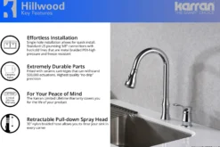 Karran Hillwood Single Lever Handle Lead-free Brass ADA Kitchen Faucet, Pull Down, Chrome, KKF260C